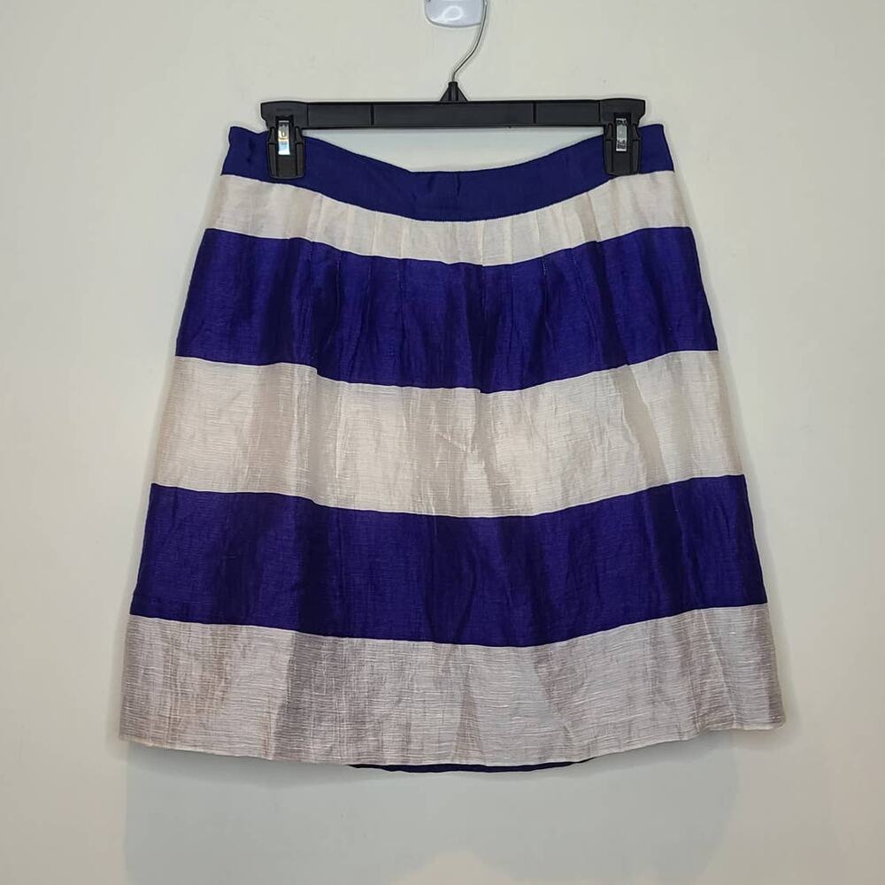 Ann Taylor Loft purple stripe linen skirt - 0